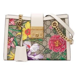 Gucci Padlock Flora small GG Supreme Canvas Shoulder Bag